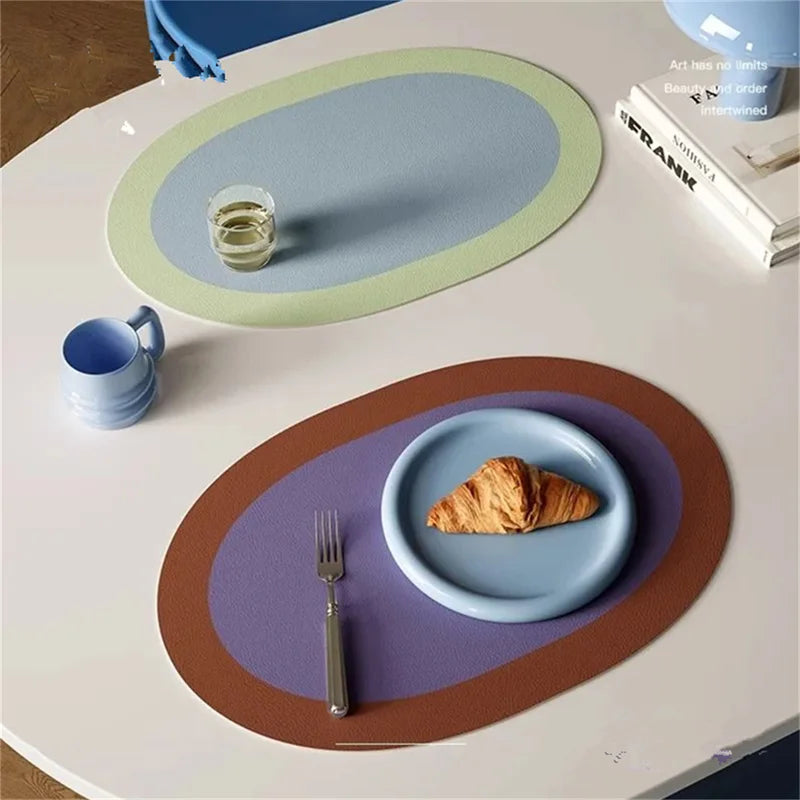 tapis table moderne vert clair bleu clair violet marron cuir texturé adhésif respectueux environnement
