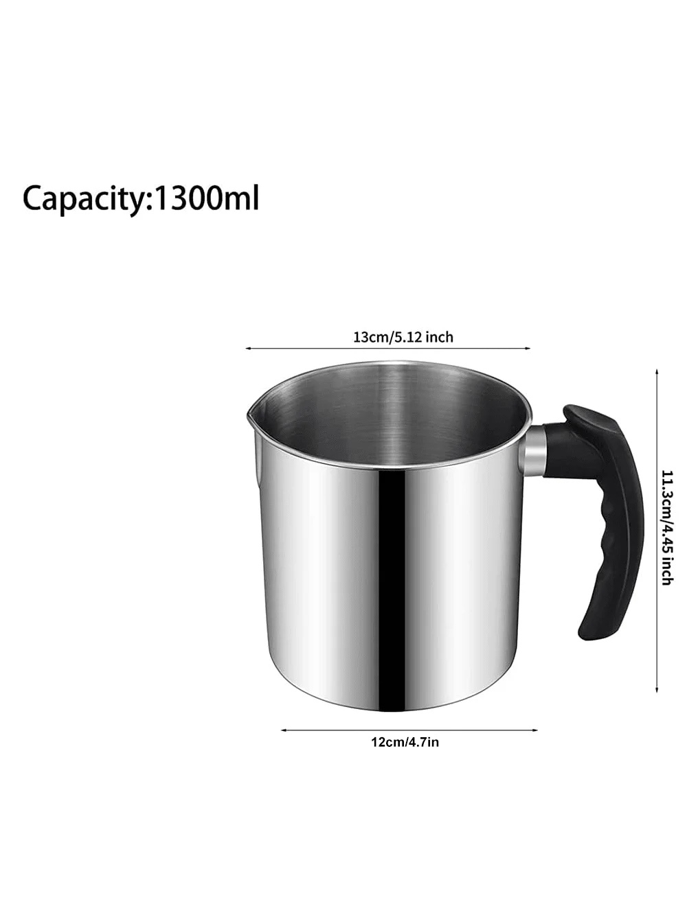 cuillère soupe moderne argentée poignée noire lisse brillante 1300ml 13cm large