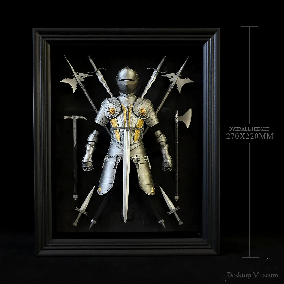 décoration armure chevalier épées hache casque médiéval argenté