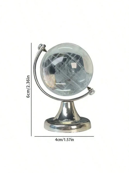 globe terrestre transparent cartographie monde gravée support métallique décoration classique ornement argenté