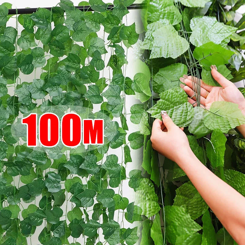 guirlande plante artificielle feuilles lierre vert vigne décorative murale jardin maison extérieur fête