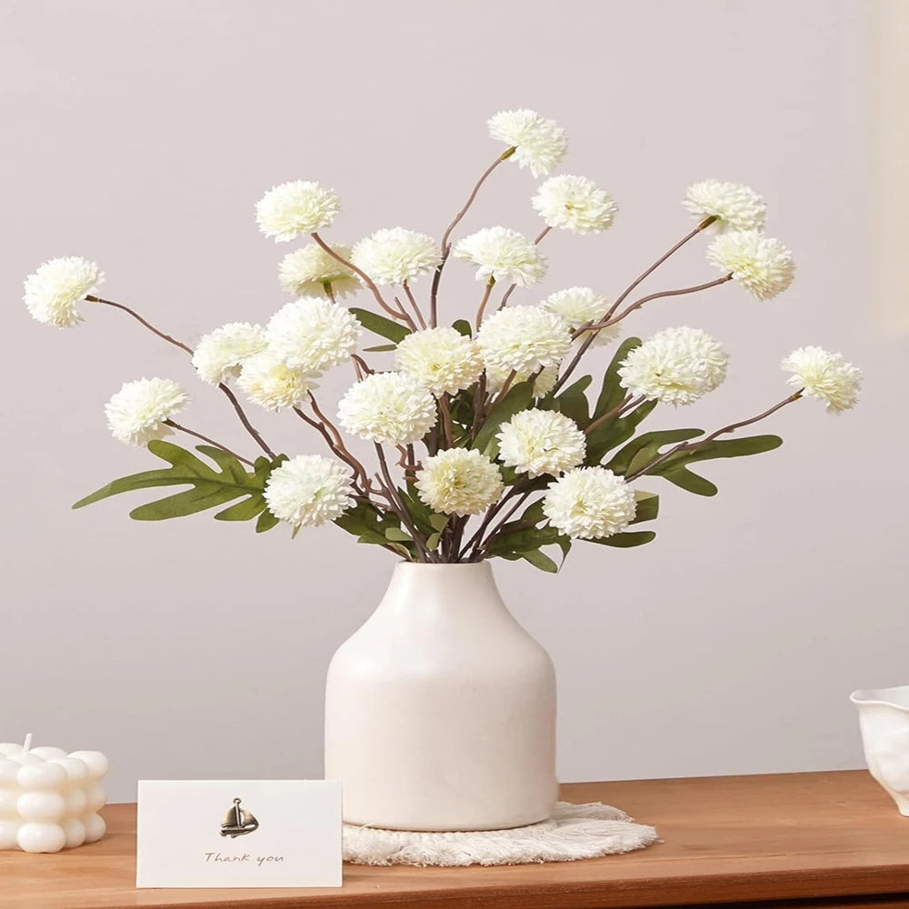 bouquet chrysanthemum artificielle soie blanc rose beige decoration intérieur minimaliste moderne