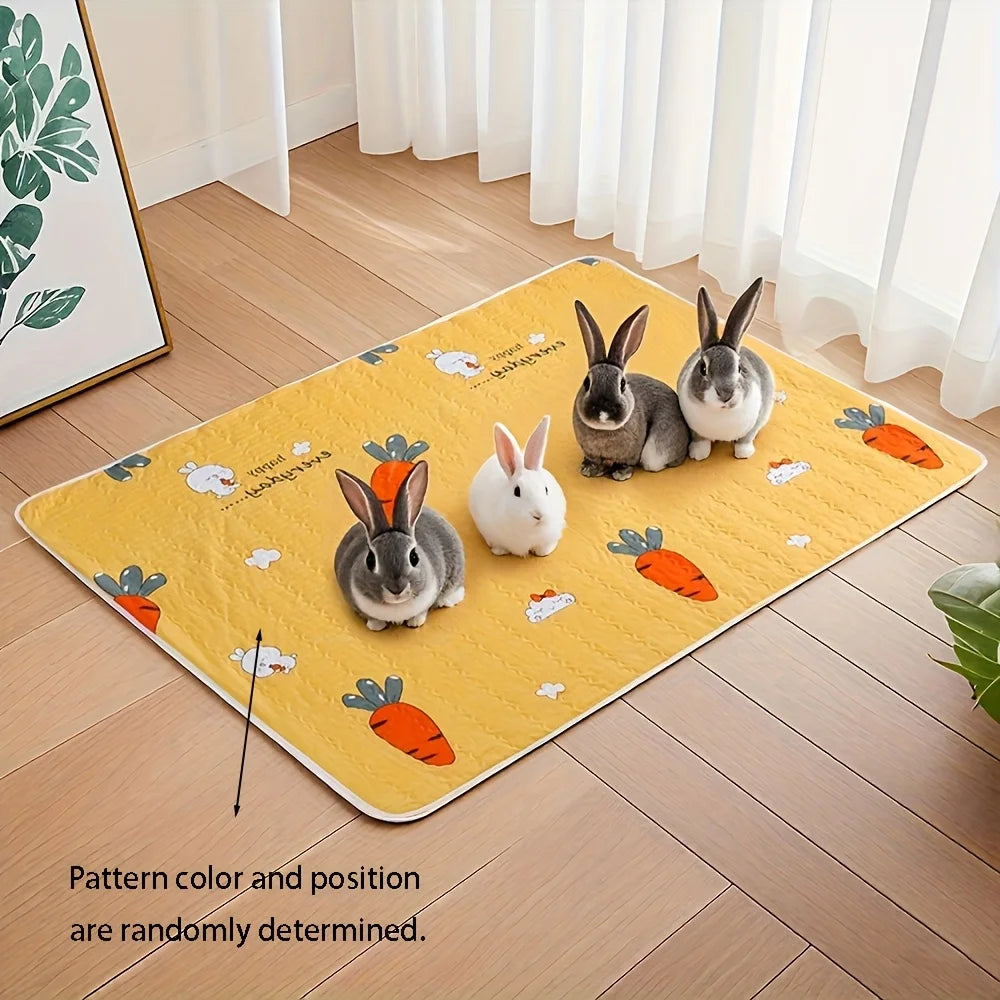 tapis lapin carotte polaire jaune motif moderne absorbant lavable sans glisser cage saison