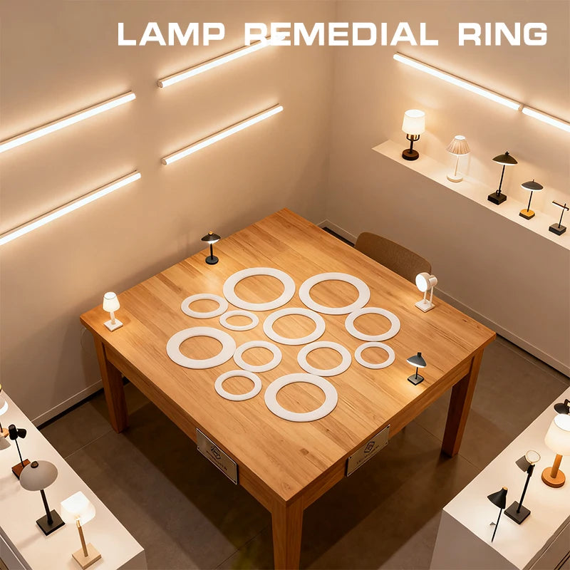anneaux réparation lampe blancs ronds lisses opaques entretoises rondelles supports joints minimalistes
