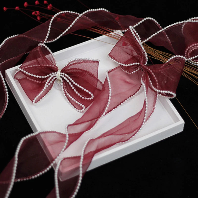 rubans décoratifs organza bleu clair rose violet vert blanc rubans pliés nœuds mariage fiançailles
