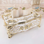 boîte mouchoirs ornemental blanc doré classique baroque tissu amovible moderne maison