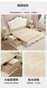 lit double cadre bois blanc détails dorés classique luxe chambre moderne meuble maison
