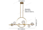 suspension lumineuse moderne or boules verre transparentes têtes G9 led chambre cuisine