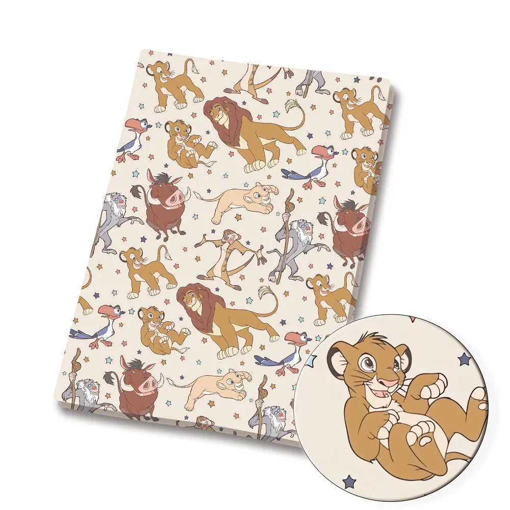 papier cadeau coton motif personnages dessin animé rose blanc bleu beige enfant fille