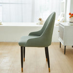 chaise moderne vert olive tissu carreaux pieds noirs boutons dorés amovible lavable polyester élasthanne