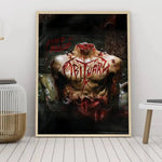 affiche gothique crâne oeil rouge cadre bois décoration murale sombre métal noir