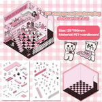 stickers 3d maison poupées animées rose blanc vert décoration enfant crafting mignon detalles adhesifs