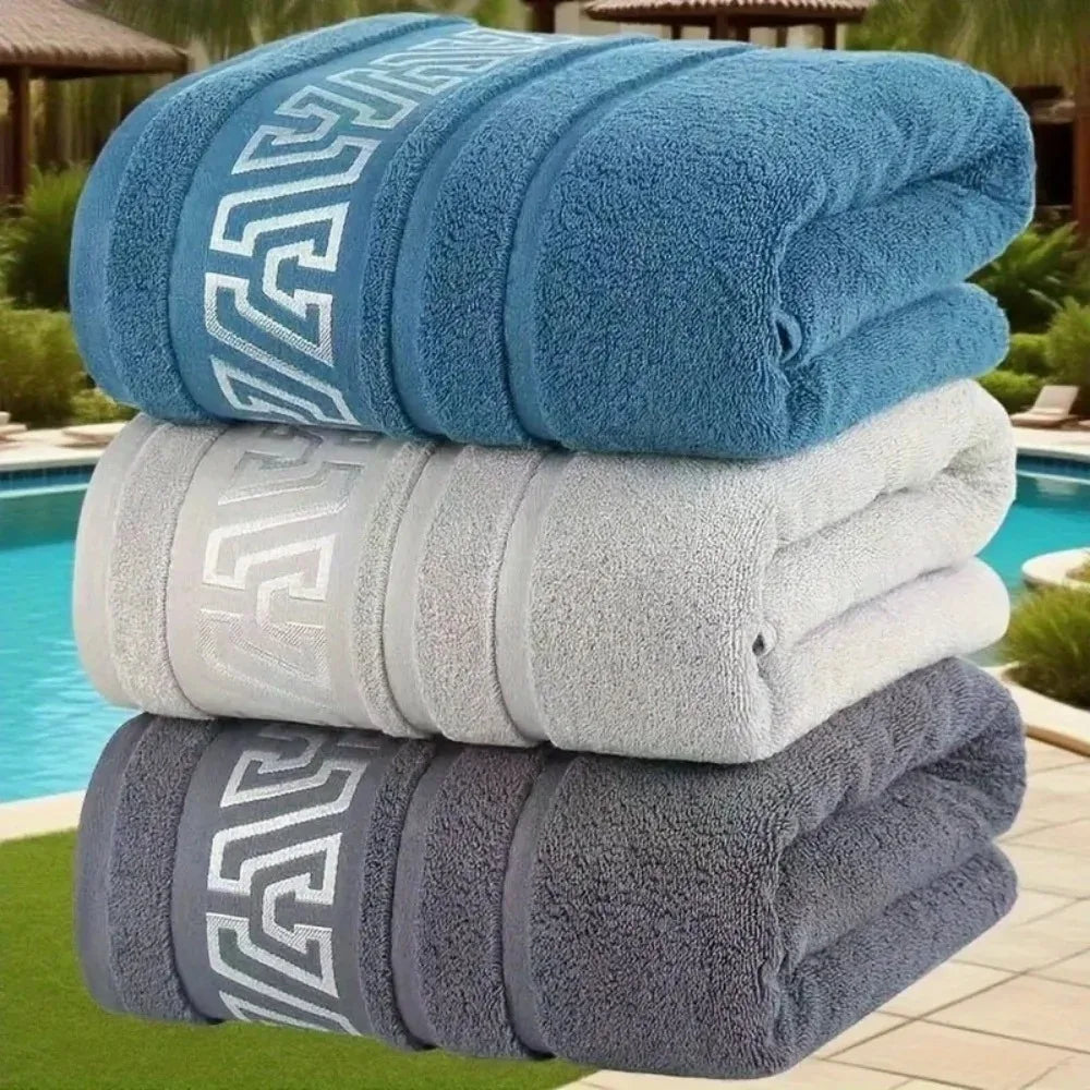 serviette bain épaisse séchage rapide douce texture éponge moderne gris bleu minimaliste 140x70cm