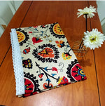 nappe rectangulaire lin coton couleur fleur soleil ethnique traditionnelle fête mariage restaurant salonextérieur