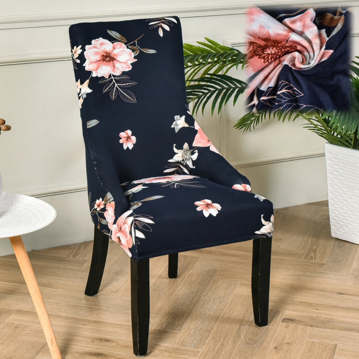 housse chaise velours extensible imprimé floral fauteuil salle manger moderne décoration