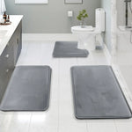 tapis bain gris uni doux moderne adhésif ensemble trois pièces chambre salle bain