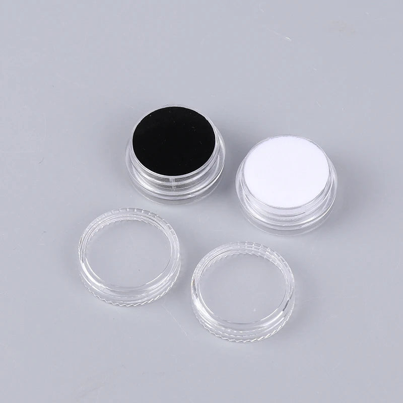 boîtes rangement transparentes pots cosmétiques noir blanc minimalistes couvercle