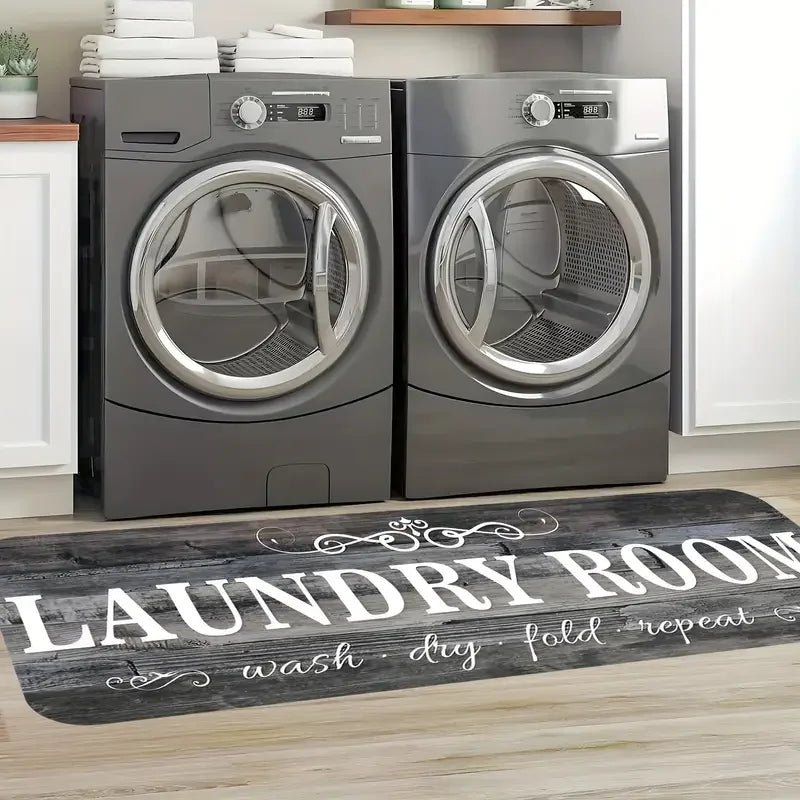 tapis antidérapant gris effet bois rustique entrée sol cuisine bain décoration champêtre
