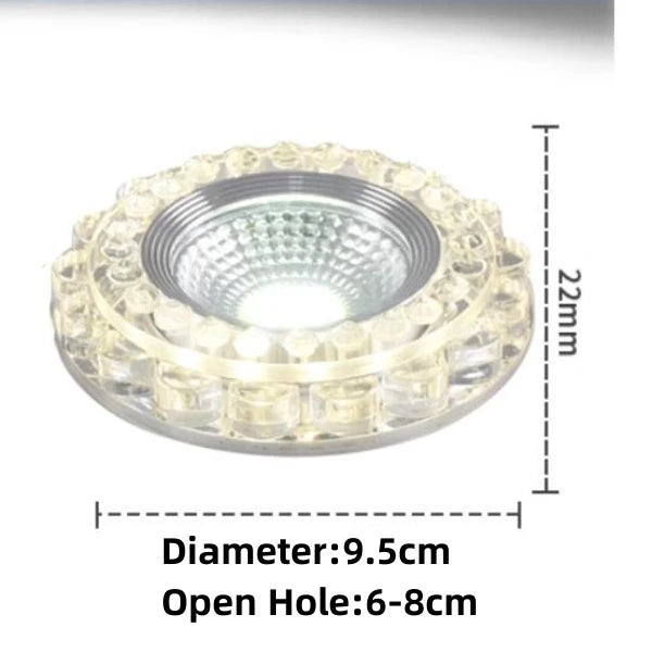 Spot LED moderne transparent argenté brillantes 9,5cm diamètre 8cm trou 249 2000 flux lumineux