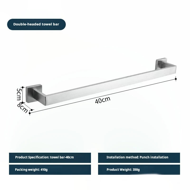 ensemble porte serviettes moderne noir mat acier inoxydable finition laquée fixe salle bain 60cm