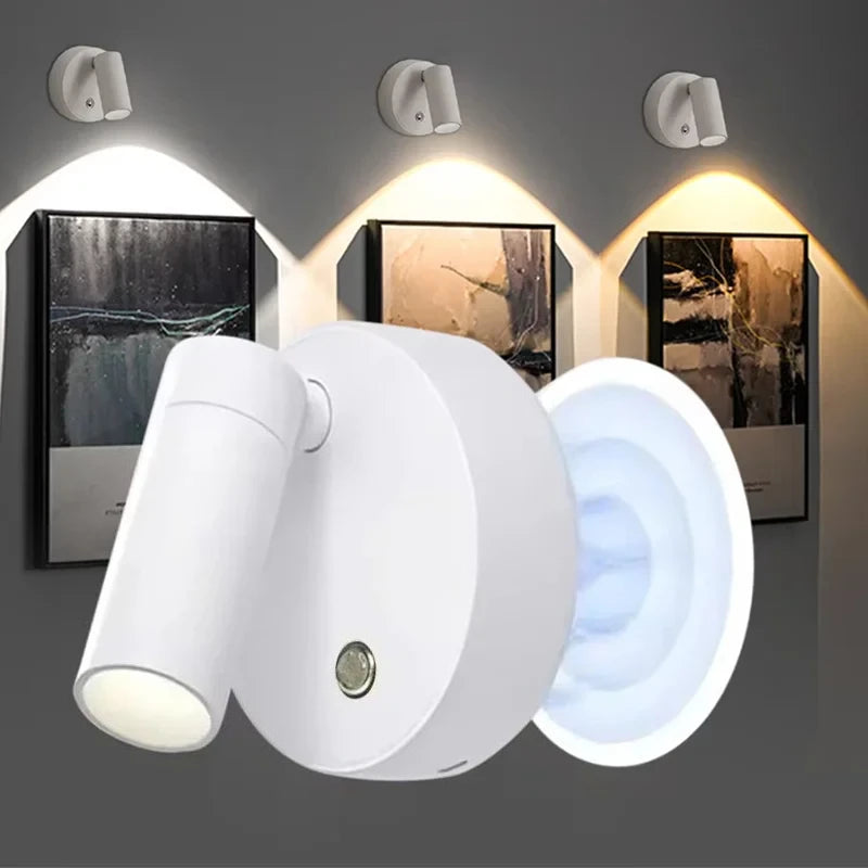 lampe murale led rechargeable sans fil blanc moderne intensité réglable chambre coucher