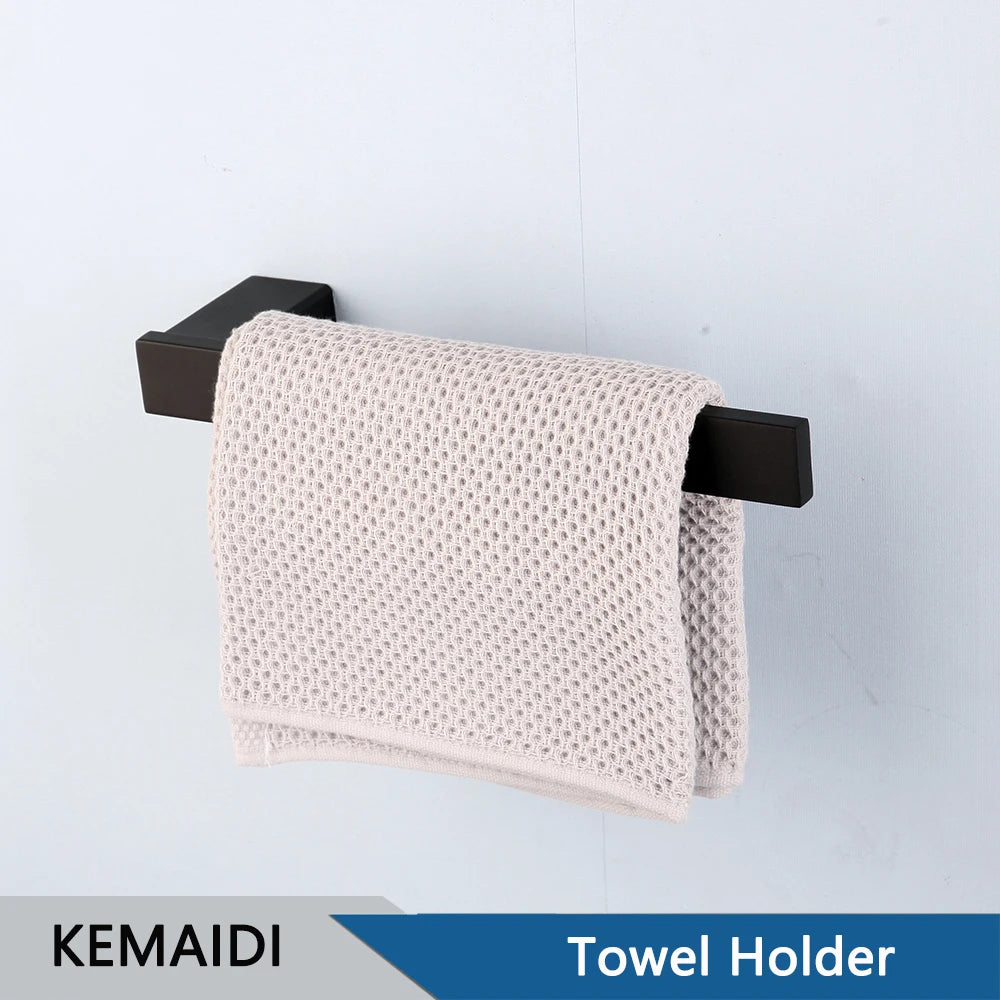 accessoires salle bain noir moderne ensemble porte serviettes papier toilette brosse dents móc cosmétiques