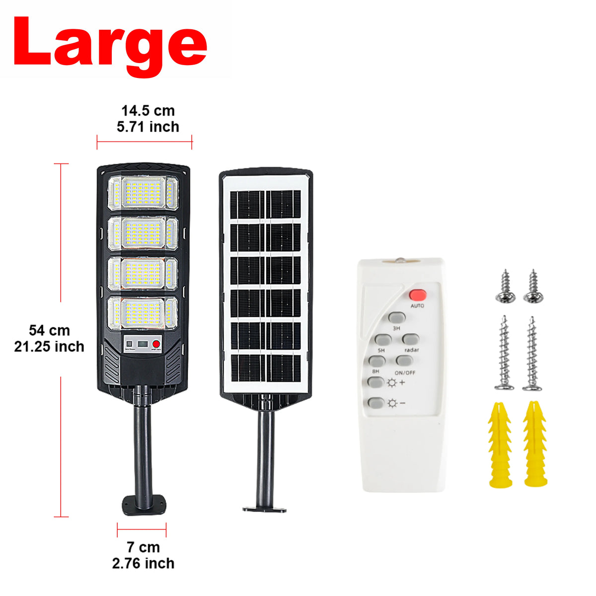 lampe solaire led moderne noire ip67 320 largeur éclairage détecteur mouvement contrôleur distant