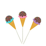 décoration gâteau anniversaire cones glace glitter rose bleu blanc carton cartoon pique bois