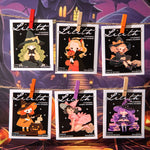 autocollants sorcières halloween personnages citrouilles chats papillons noir rose vert orange