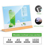 support carte table acrylique transparent base bois clips restaurant