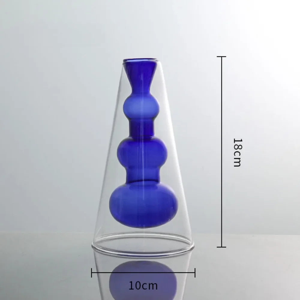 vases décoratifs modernes verre transparent couleur rose violet vert jaune bleu formes organiques arrondies