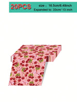 assiettes serviettes verres nappe fête anniversaire enfants école nouvelle année romantique vintage cerises fleurs