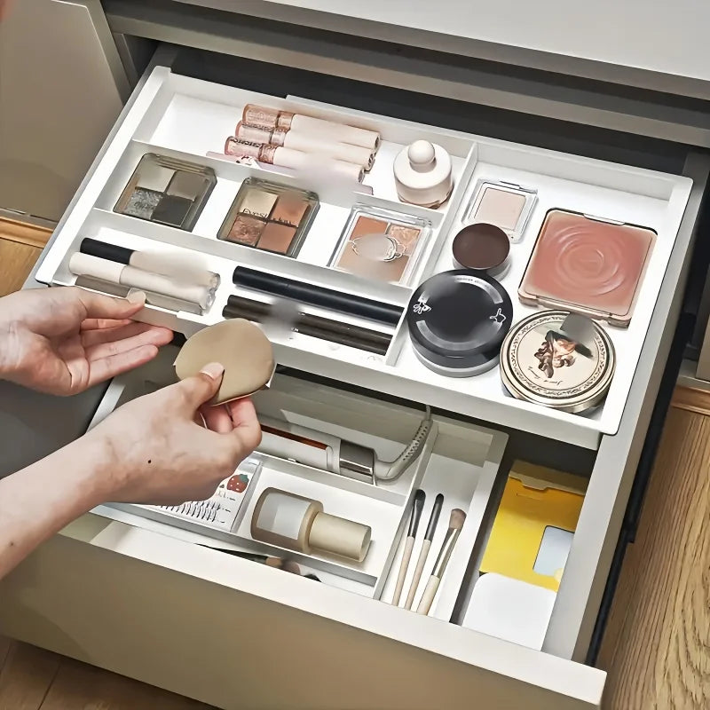 organisateur tiroir compartiments blanc couverts stylos maquillage minimaliste moderne rangement multifonctionnel