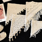 foulard boho chic blanc motifs floraux adhésif asymétrique polyester coton