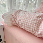 ensemble literie rose clair carreaux doux romantique housses ultra douces 180x220cm 200x230cm