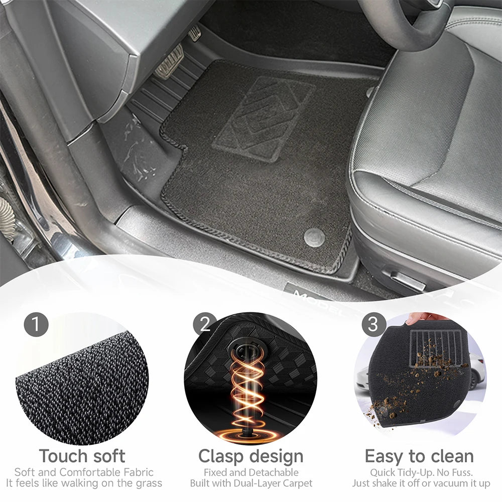 tapis sol voiture noir tissé logo clips moderne conducteur passager coffrearrière
