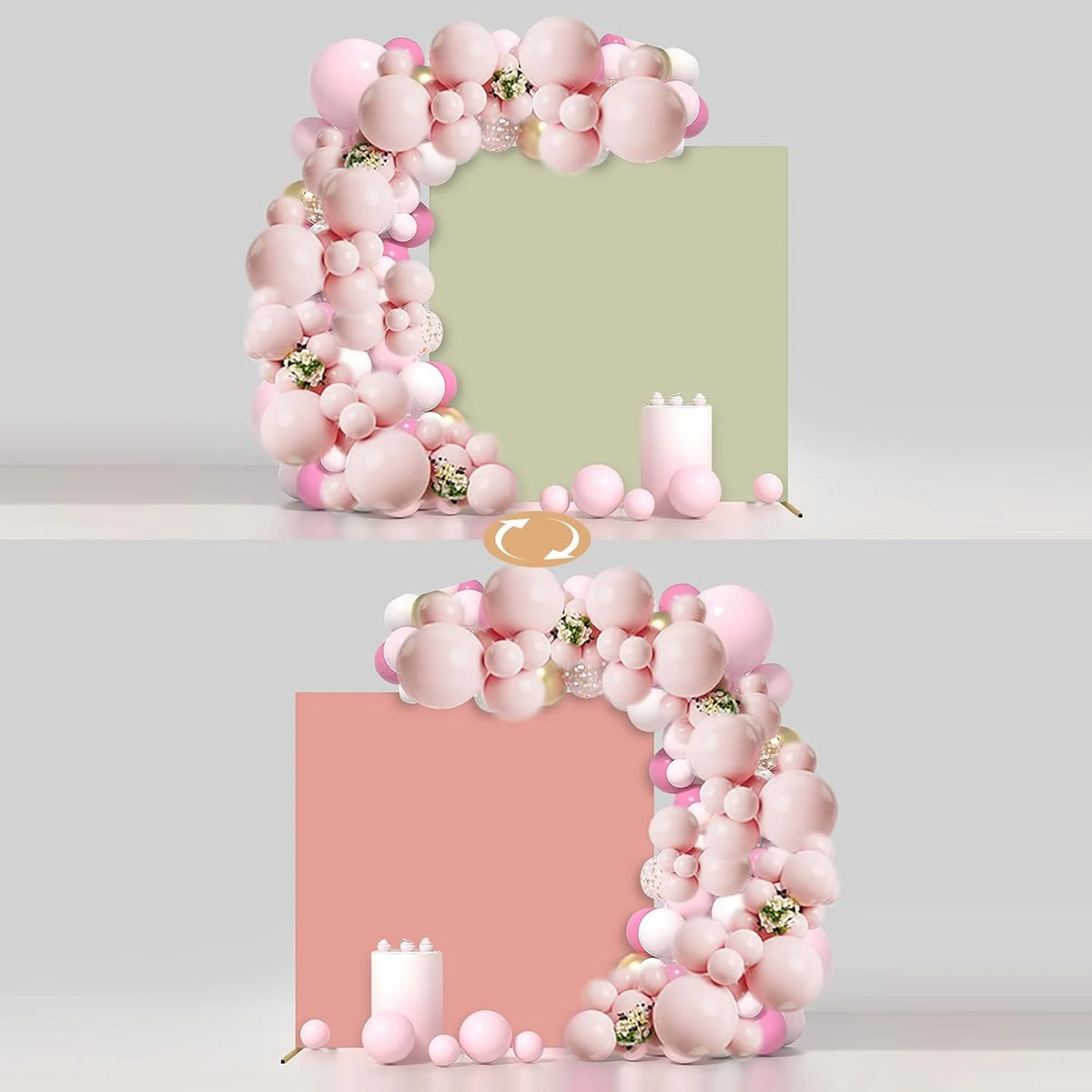 arche decorative moderne rose ornement boules differentes tailles elegante event photography studio anniversaire mariage