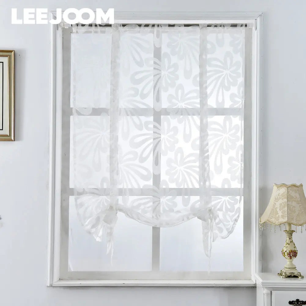 rideaux fleuris polyester translucides bohème fenêtre extérieure facile moderne blanc marron bleuclair decoration interieur