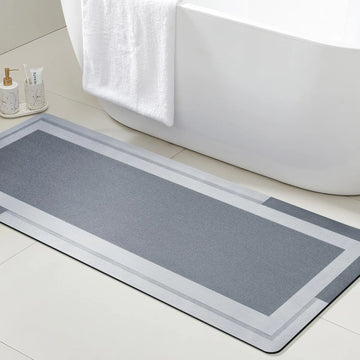 tapis bain moderne rayures horizontales gris clair foncé absorbant rapide lavable machine respectueux environnement