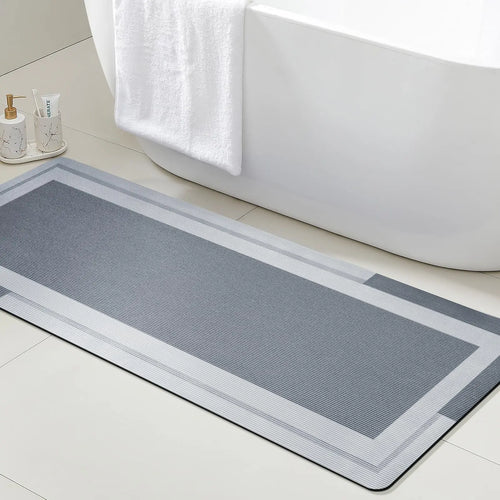 tapis bain moderne rayures horizontales gris clair foncé absorbant rapide lavable machine respectueux environnement