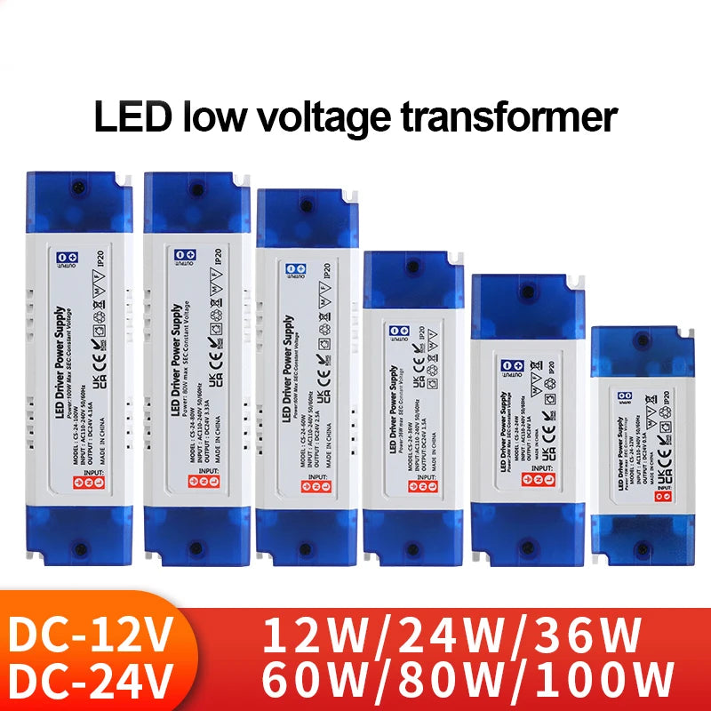 transformateur led 12v 24v 12w 24w 36w 60w 100w alimentation constante ac110v 240v bleu