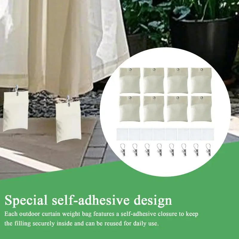 rideaux extérieurs sacs lest beiges clips métalliques tissu opaque pergola gazeboextérieur