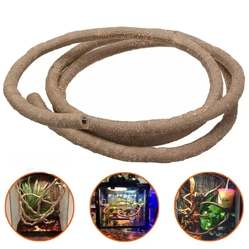 décoration terrarium naturelle corde flexible marron clair texture rugueuse imitation racines 3mètres fixations