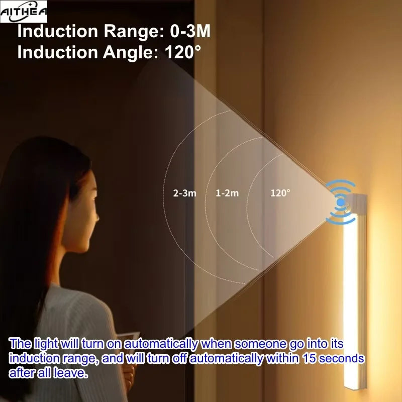 lampe led détecteur mouvement rechargeable usb blancs veilleuse rectangle moderne minimaliste adhésif