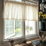 rideaux blanc cassé semi transparents rustique tissu texturé bordure dentelle fenêtre chambre salon japonais