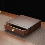 boîte thé marron foncé texture bois naturelle classique rouleau thé couteau thé