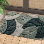 tapis vert feuilles stylisées moderne antidérapant résistant décoloration 30x50cm 40x60cm 50x80cm salon bain