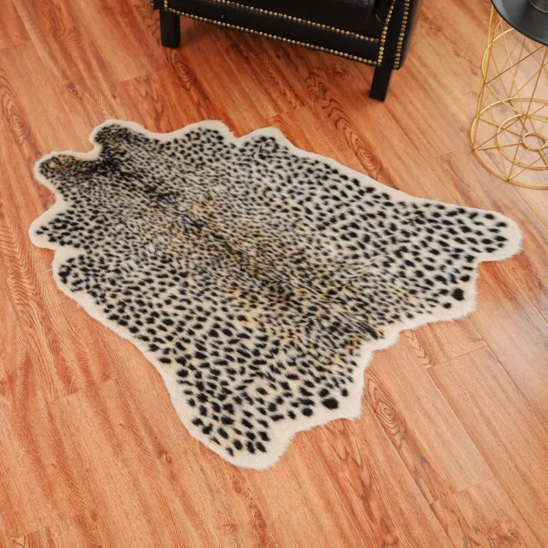 tapis léopard gris noir moderne daim intérieur salon chambre adhésif