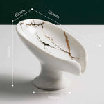 porte savon céramique imitation marbre feuille moderne blanc vert foncé drainage salle bain cuisine