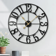 horloge murale noire or moderne minimaliste sans tic tac chambre salon déco industrielle